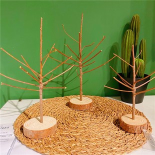 带皮树杈原木桌面摆件装饰造景架子干树枝造型手工创意幼儿园环创