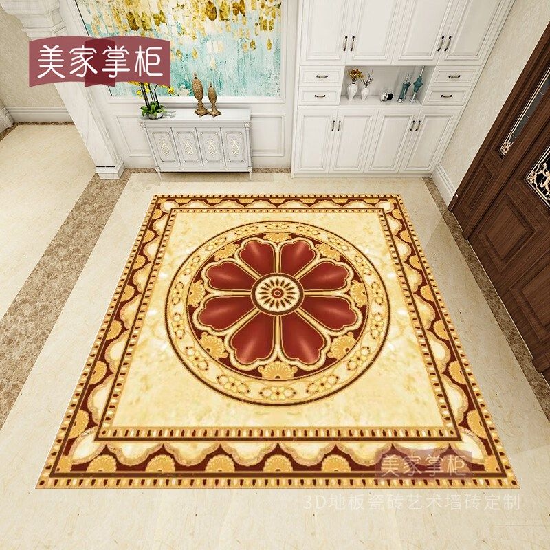 新款中式拼花地砖定做别墅进门入户玄关客厅造型釉面瓷砖800x800