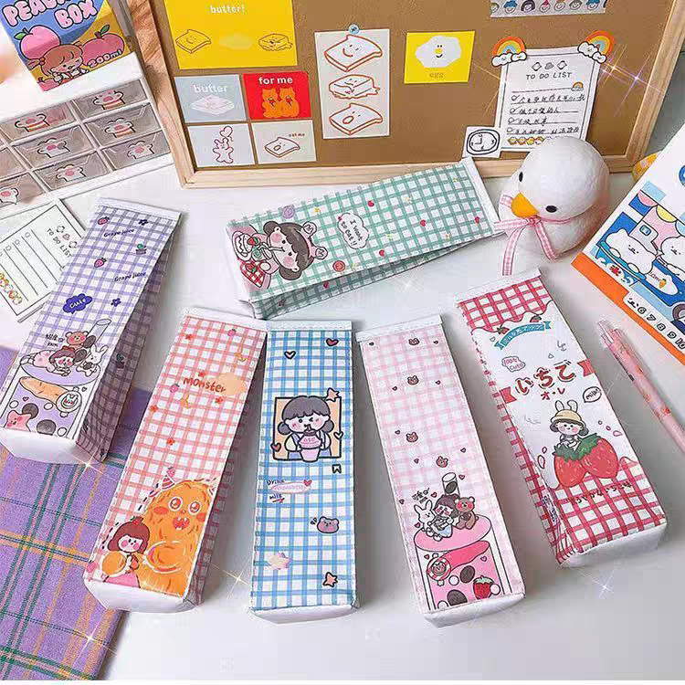 卡通新款牛奶盒笔袋学生便携简约大容量收纳袋幼儿文具用品铅笔盒