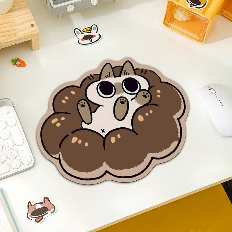 暹罗猫小豆泥鼠标垫小号女生可爱加厚书桌垫便携笔记本耐脏软垫子