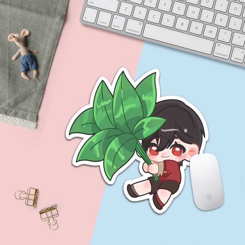 时空中的绘旅人x柚子叶创意鼠标垫异形便携办公室桌垫耐磨防滑垫