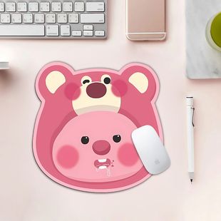 草莓熊小海狸loopy可爱高颜值小号鼠标垫异形便携滑鼠垫工位桌垫