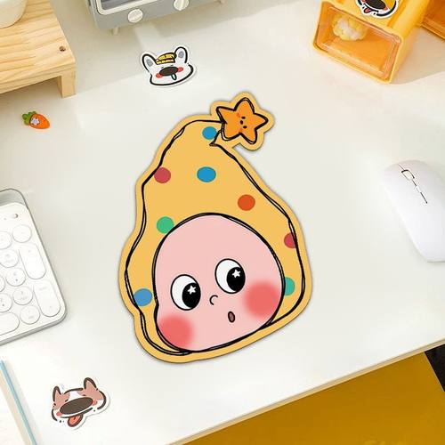 星星人圣诞帽卡通可爱鼠标垫小号异形办公室防滑桌垫耐磨通用杯垫