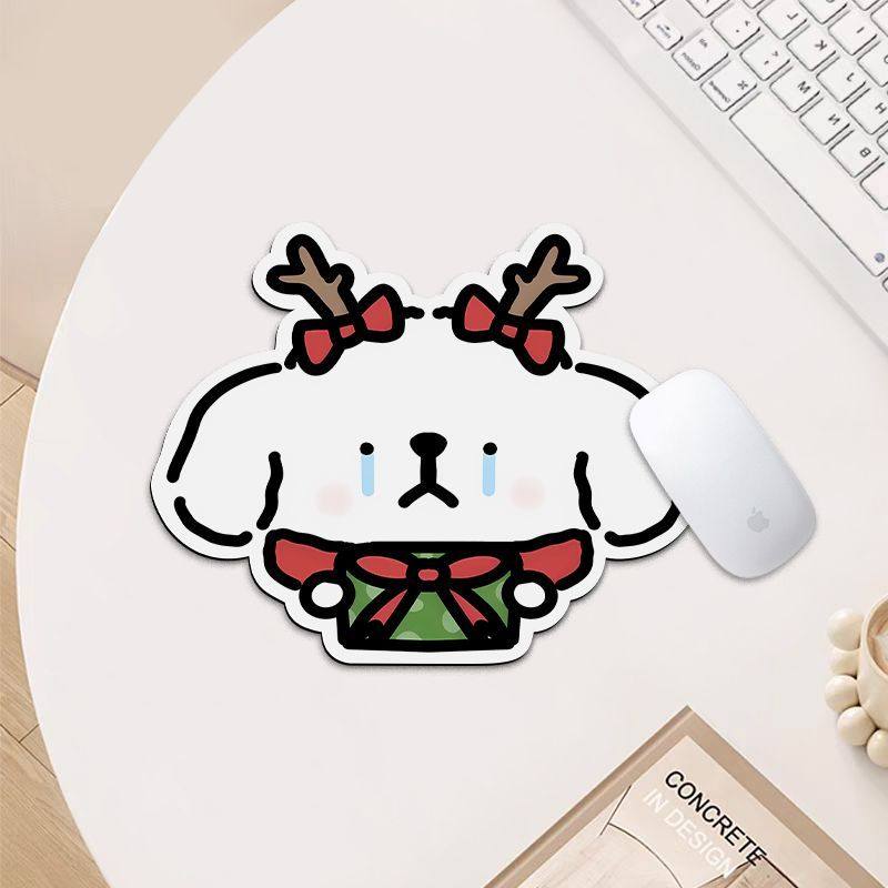 新年氛围可爱小狗鼠标垫圣诞周边卡通便携环保橡胶异形滑鼠垫防滑