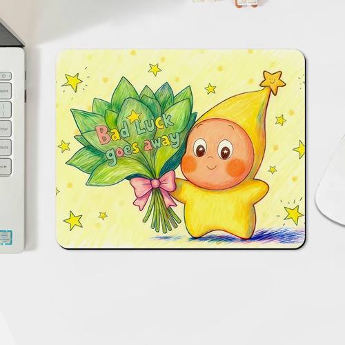柚子叶星星人鼠标垫小号办公室高颜值防滑桌垫耐磨便携笔记本桌垫