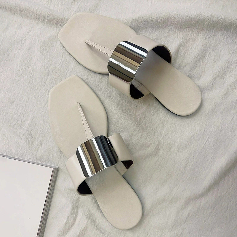 一字拖鞋女外穿2025夏新款法式平底小众休闲沙滩仙女风罗马凉拖鞋,女鞋,一字拖,淘宝优惠券,粉丝福利购,淘宝优惠卷