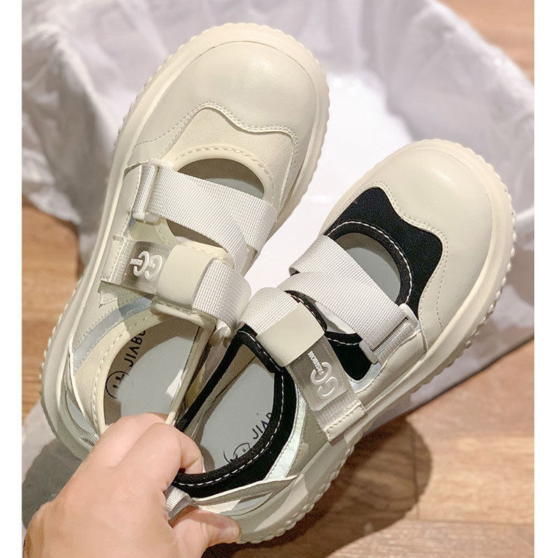 大码凉鞋41-43真皮运动休闲单鞋女松糕底魔术贴包头小白鞋宽胖脚,女鞋,时尚休闲鞋,淘宝优惠券,粉丝福利购,淘宝优惠卷