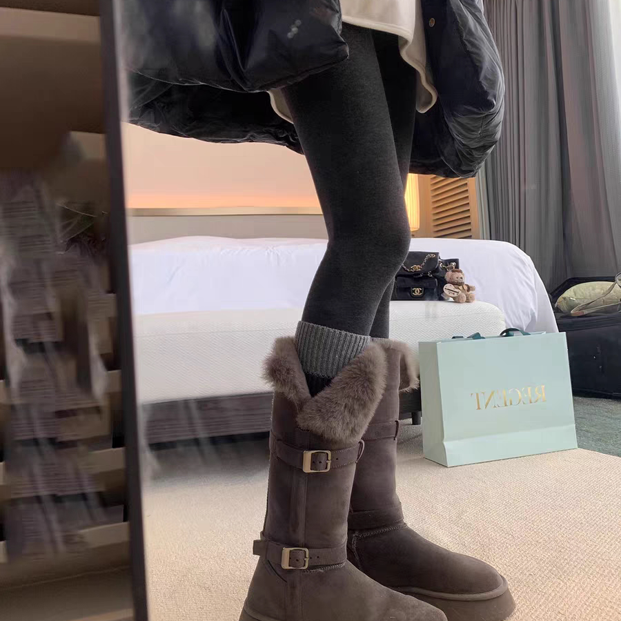 高筒灰色雪地靴女2025冬季新款