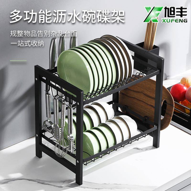 多功能厨房置物架沥水架餐具筷子刀板碗碟架大容量双层收纳水槽架