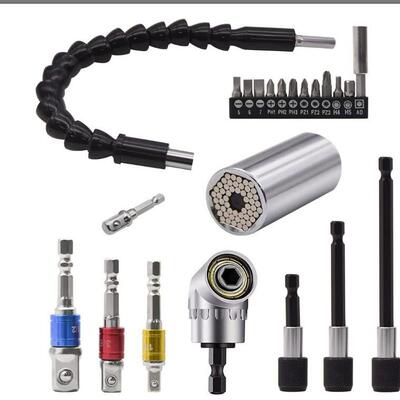 22PC软轴拐角器60100150mm批头延长杆扳手转换接杆套装