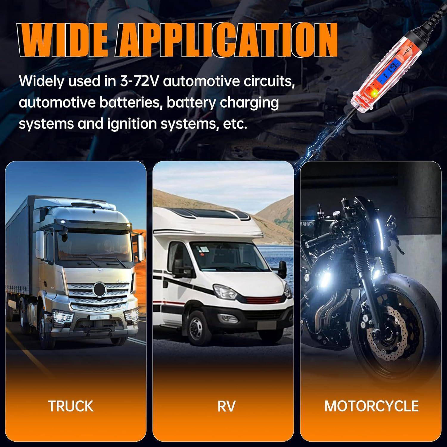 外贸数显LCD照明汽车测电笔车用测电笔汽车线路维修检测工具3-60V