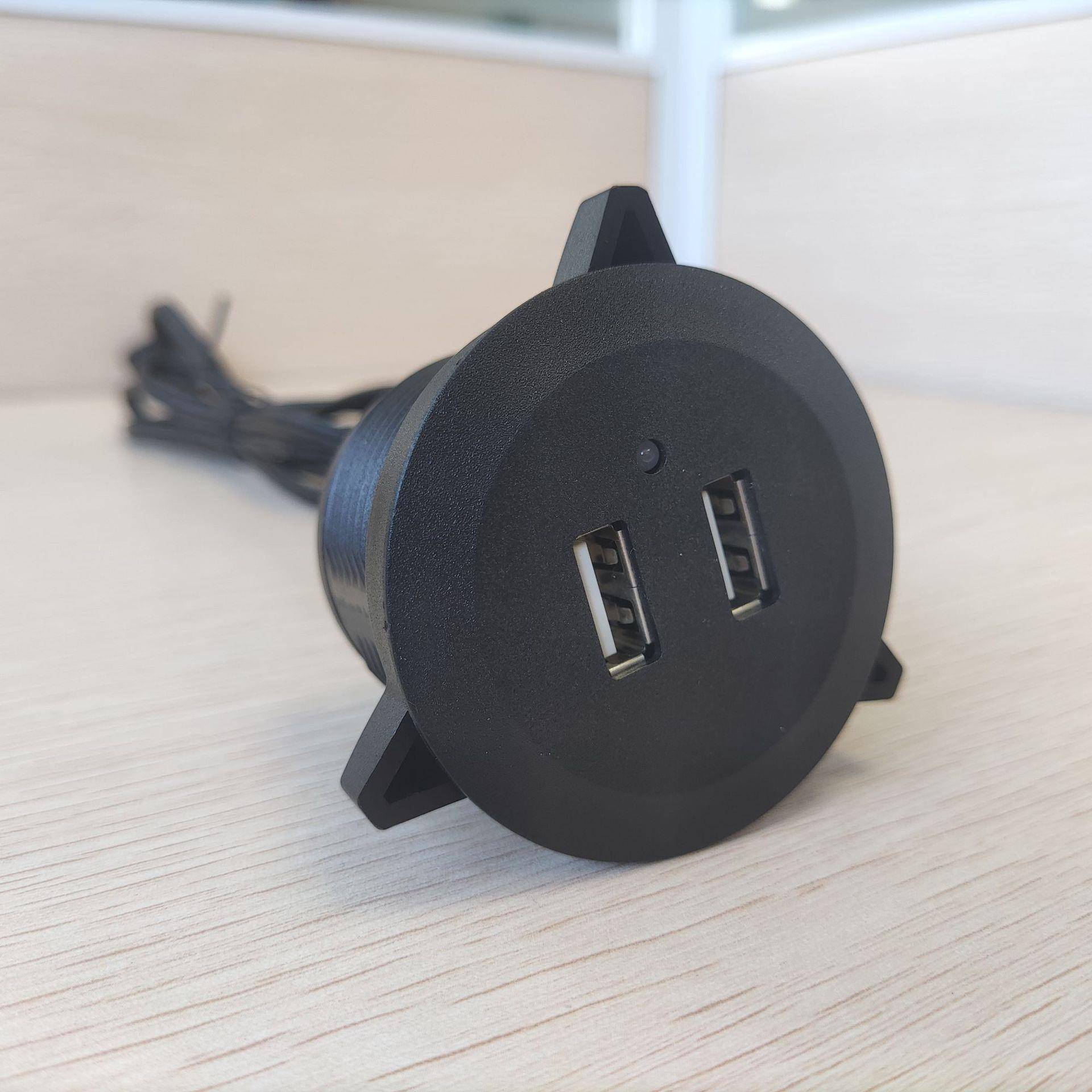 双USB沙发家具插座充电电源带卡环固定暗装USB-A快速充电隐藏电源