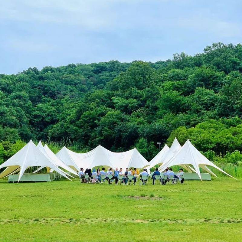 热麦户外露营地八爪鱼天幕帐篷单峰双峰三峰万重山遮阳防雨防晒棚