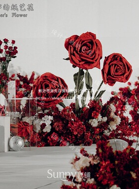 2026婚礼婚庆道具玫瑰路引场景氛围布置装饰手工纸艺花路引舞T台