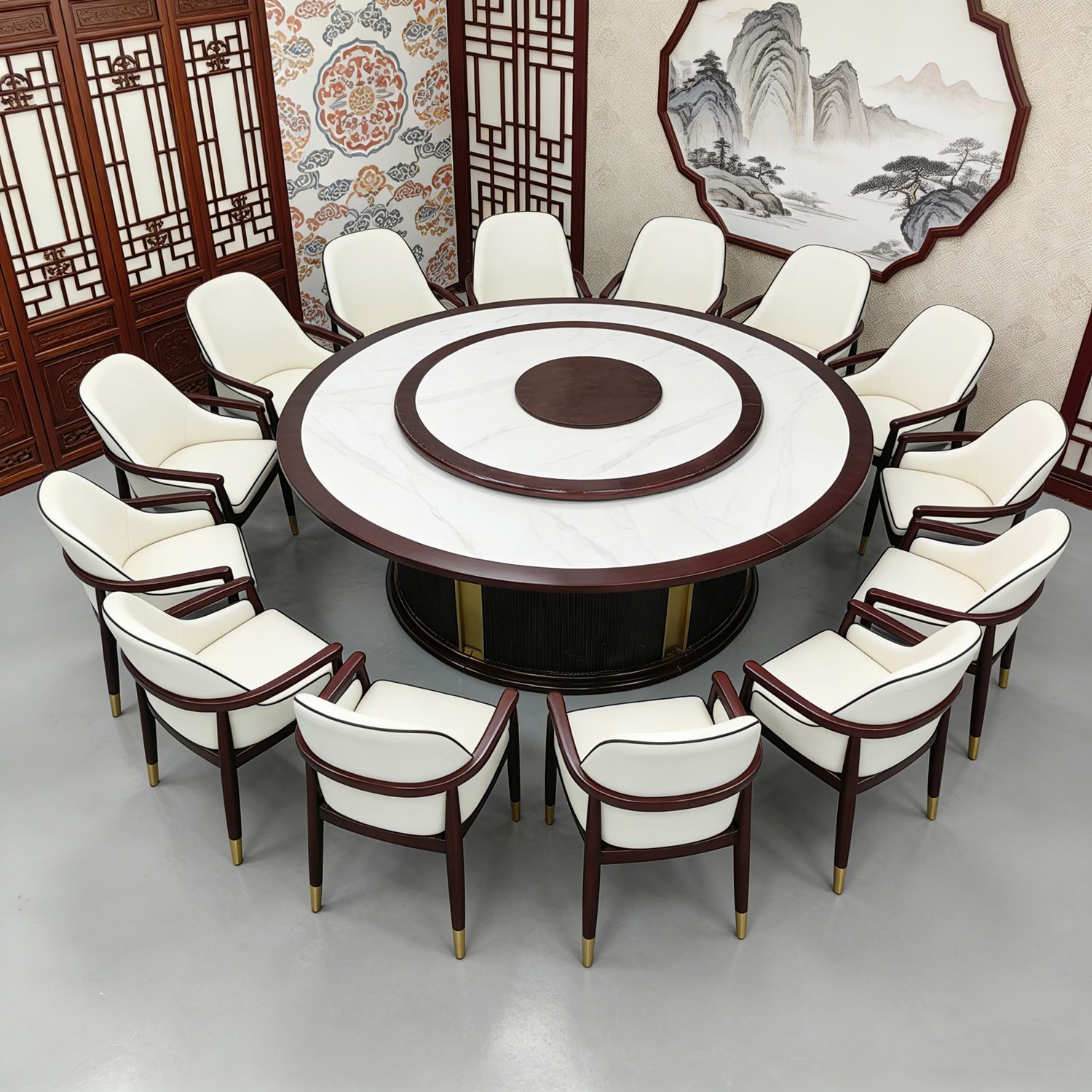 新中式实木软包高端接待餐椅