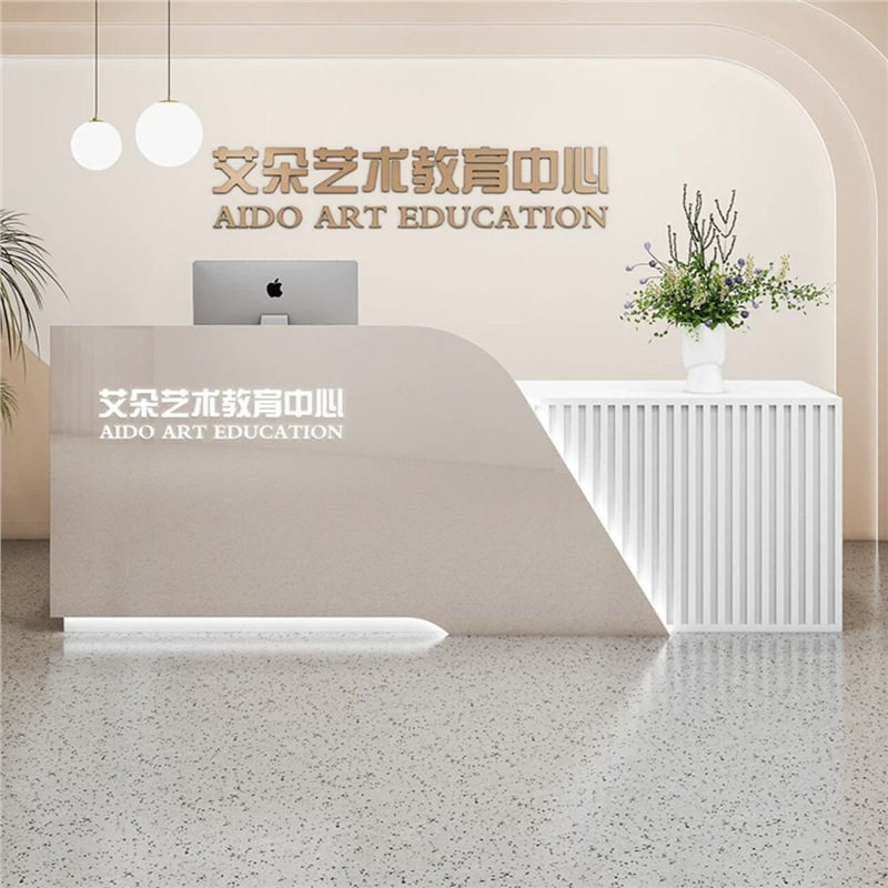 简约现代服装店美容院收银台教育机构培训小型吧台公司前台接待台