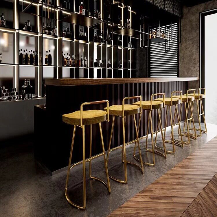 吧台高脚凳酒吧椅北欧实木家用餐凳前台高脚凳咖啡店休闲椅