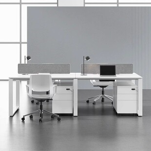 办公桌椅组合简约现代办公室白色工作位2/4/6双人职员办公桌卡位