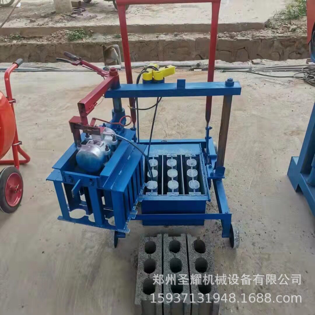 小型移动式制砖机行走式家用电免烧砖机手板两块小型水泥空心砖机