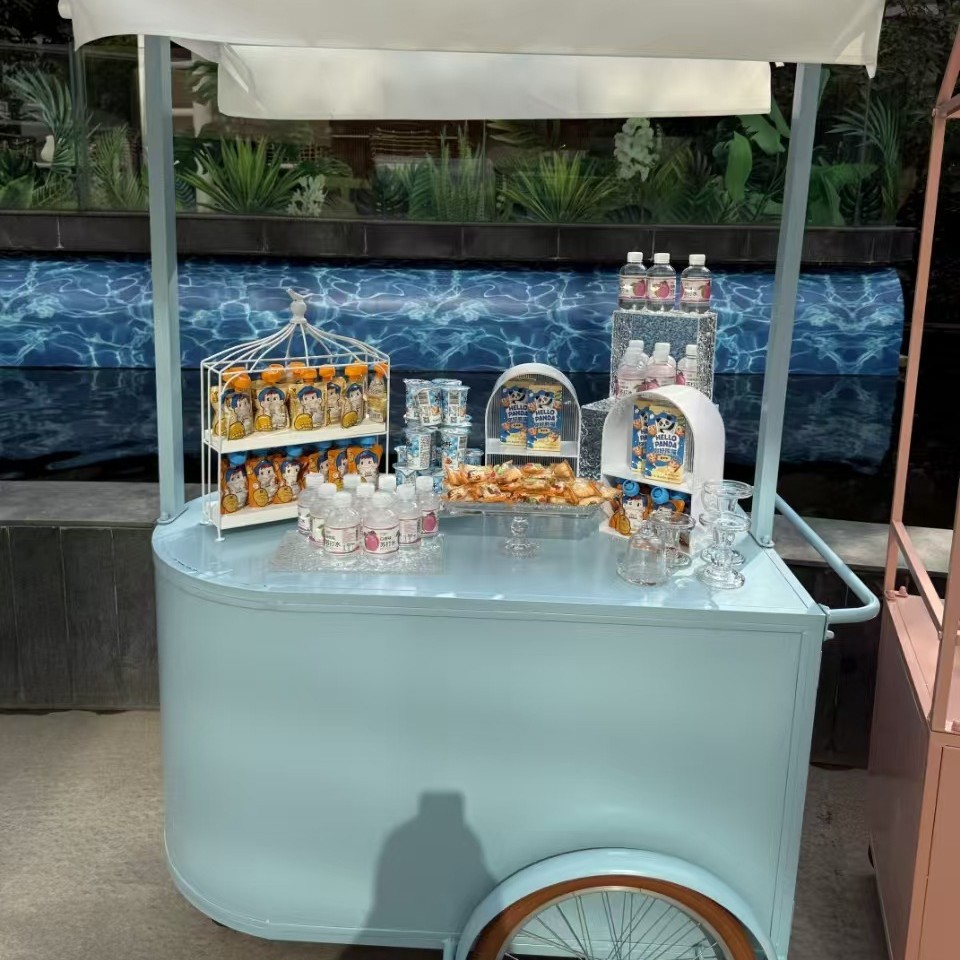 夜市摆摊多功能小吃展示推车