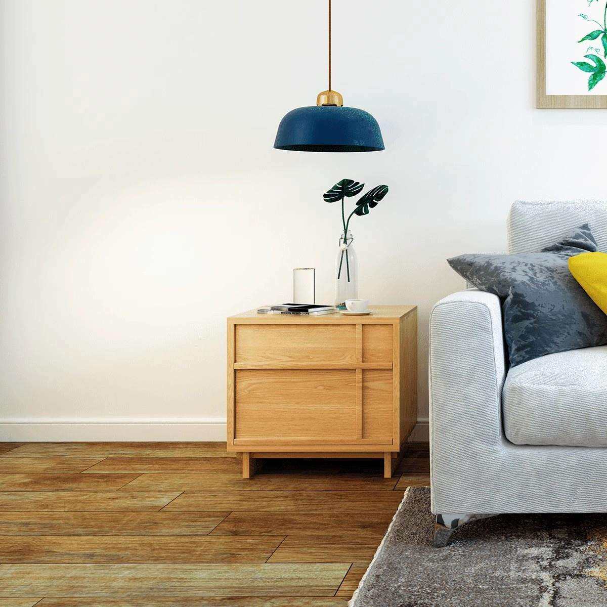 简约现代实木床头柜卧室小型轻奢高级感北欧白蜡原木客厅沙发边几