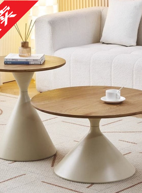 2026北欧奶油风圆形茶几家用设计师小户型客现代实木民宿简约小户