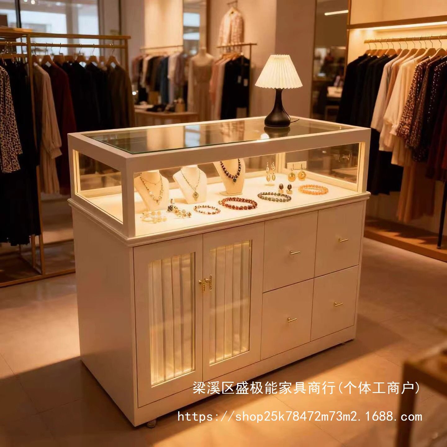 服装店收银台中岛柜陈列柜展示台饰品柜中岛桌饰品店一体网红烤漆