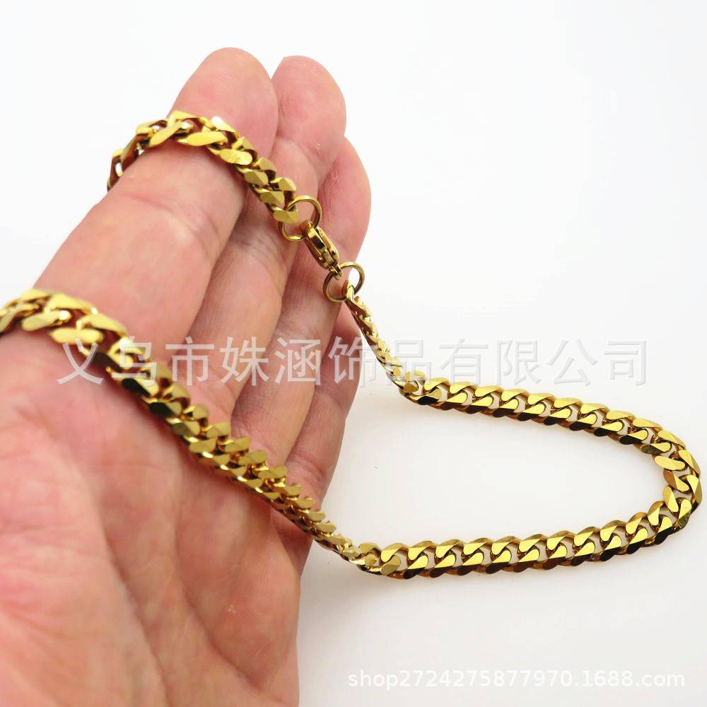 推荐-Stainless steel milled six-sided men's and women's vacu 饰品/流行首饰/时尚饰品新 项链 原图主图