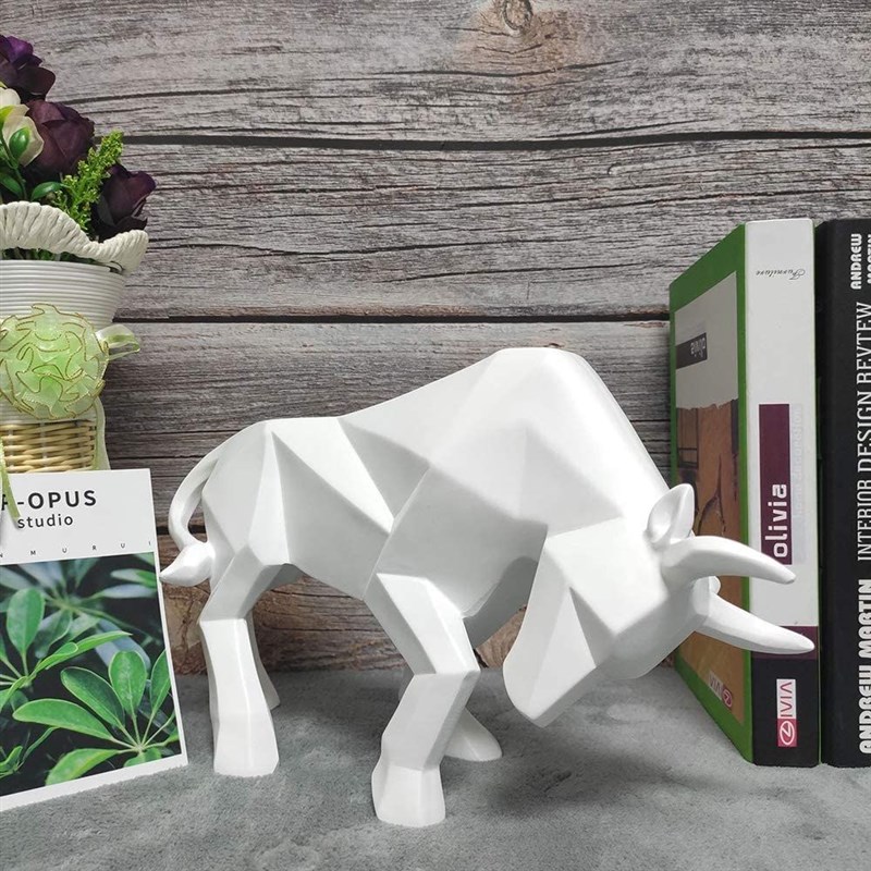 推荐YuryFvna Morden Geometric Bull Statue Ornament Cafe Catt