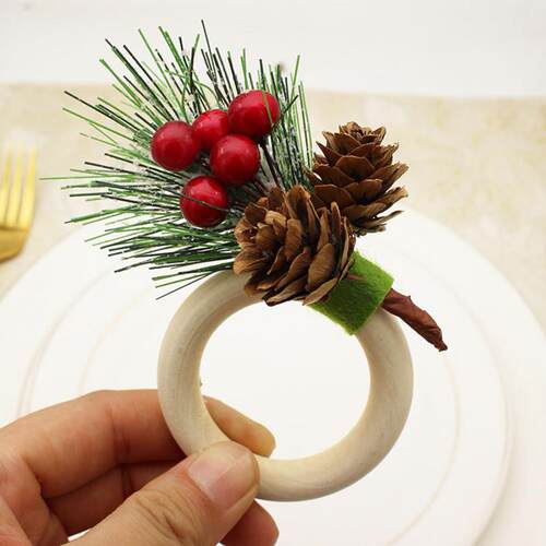 好货Round 4Pcs Beautiful Table Decor Napkin Ring Set