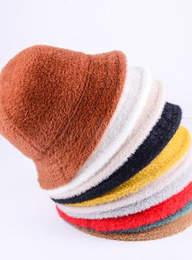 2023 Fashion New Bucket Hat Fashion Solid Color Winter Thick