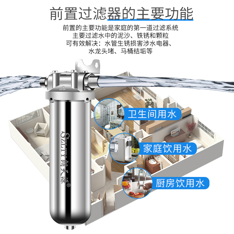 極速朗天源304不銹鋼前置過濾器家用井水自來水反沖洗全屋大流量