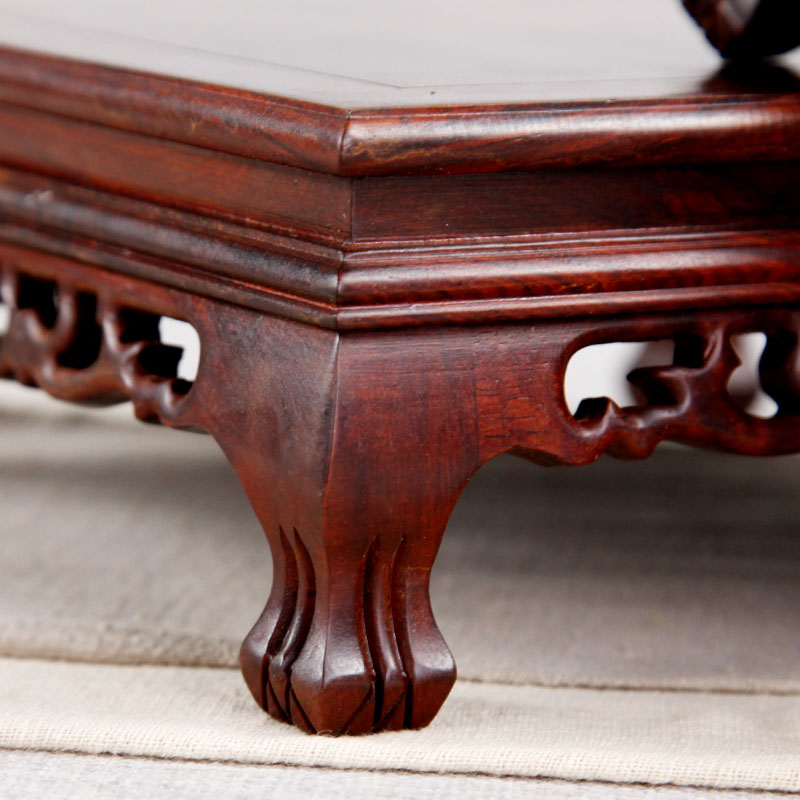 酸枝木虎脚底座方形工艺品摆件底座红木雕刻盆景奇石佛像花盆木托