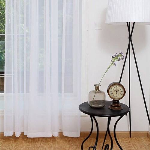 极速2Pcs Super Soft Great Hand Feeling White Tulle Curtains