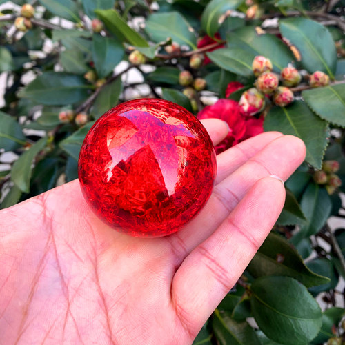 极速假山流接水盘景水晶球配件彩色气泡冰裂球玻璃球喷泉上水石转