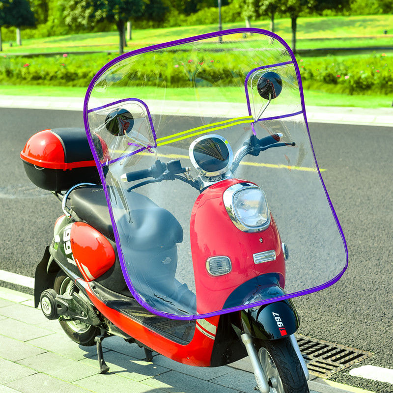 摩托车前挡风玻璃pc电动车挡风板风挡罩通用加厚镜晴雨挡雨板高清