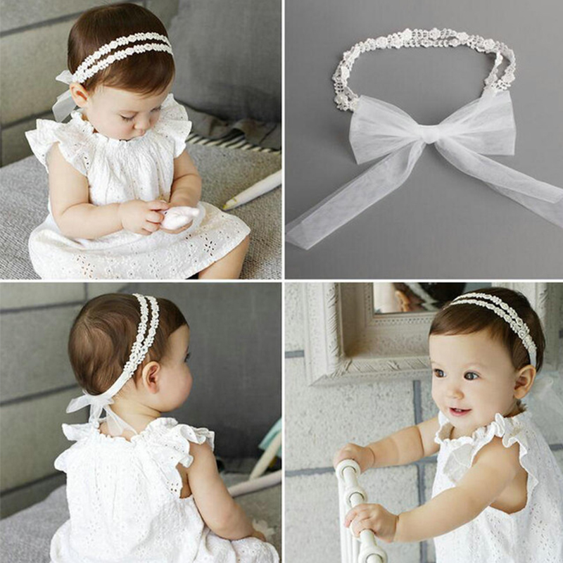 2020 1 Pcs Baby bow girls Lace Headbands pearl flowers Headb