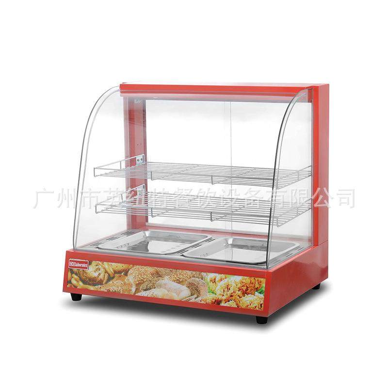 红色弧形三层大容量加热保温柜商用熟食防干烧展示柜设备厂家直销