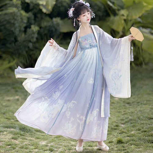 唐制汉服女款诃子裙春夏季国风大袖衫原创古装超仙广袖流仙齐胸裙