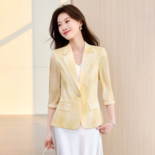 黄色七分袖西装吊带连衣裙职业套装高级感通勤气质优雅风工作服女