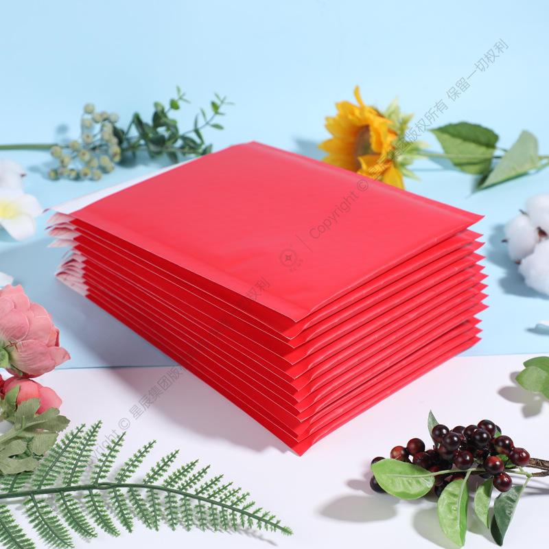 新春风橘红色高端防水牛皮纸气泡袋快递信封袋防震服装打包包爆款