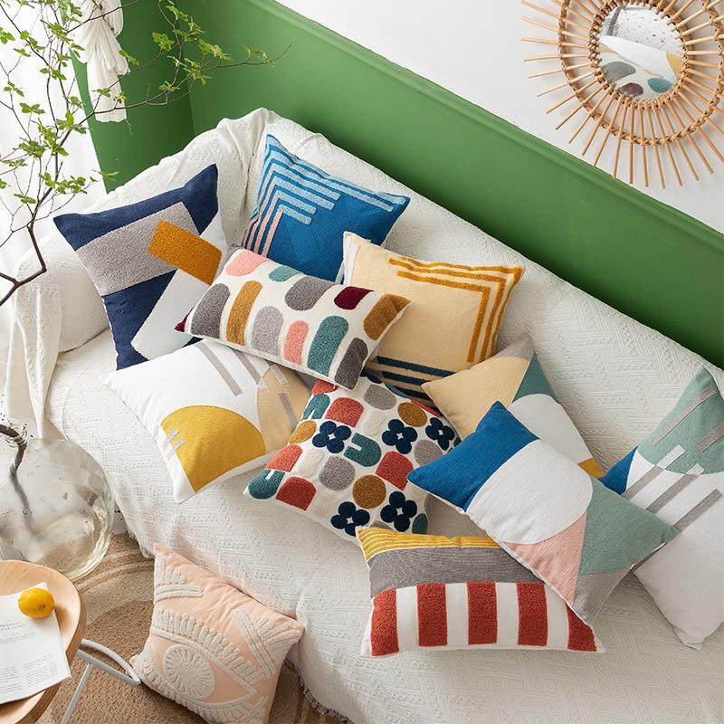 ins北欧风民宿抱枕套全棉帆布毛巾绣抱枕客厅卧室靠垫办公椅腰枕,居家布艺,抱枕被,淘宝优惠券,粉丝福利购,淘宝优惠卷