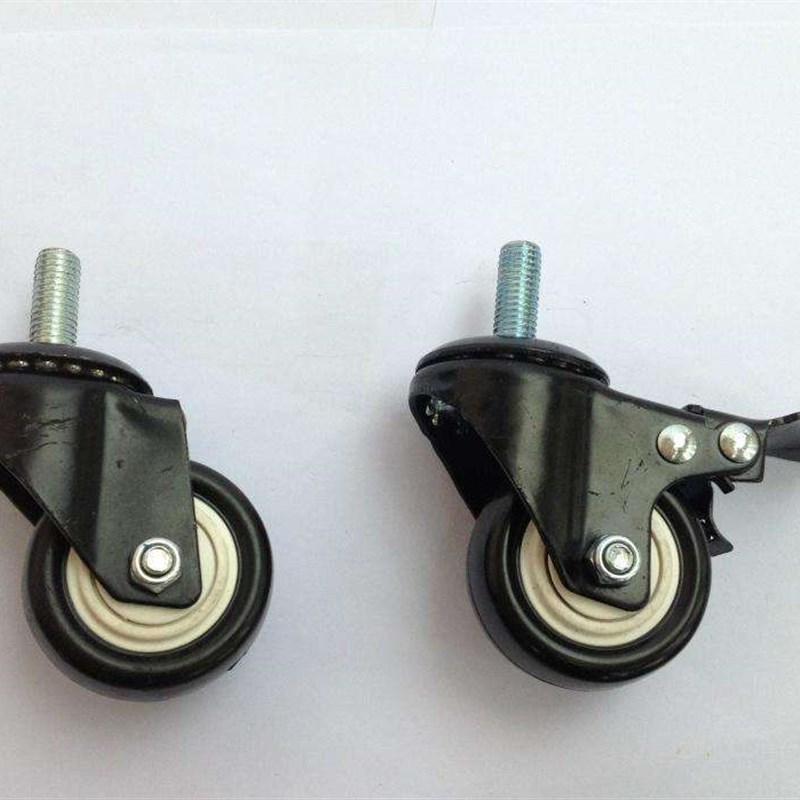 不锈钢置物架通用轮子1.5寸M6螺丝万向轮带刹车双轴承家用轮子6mm