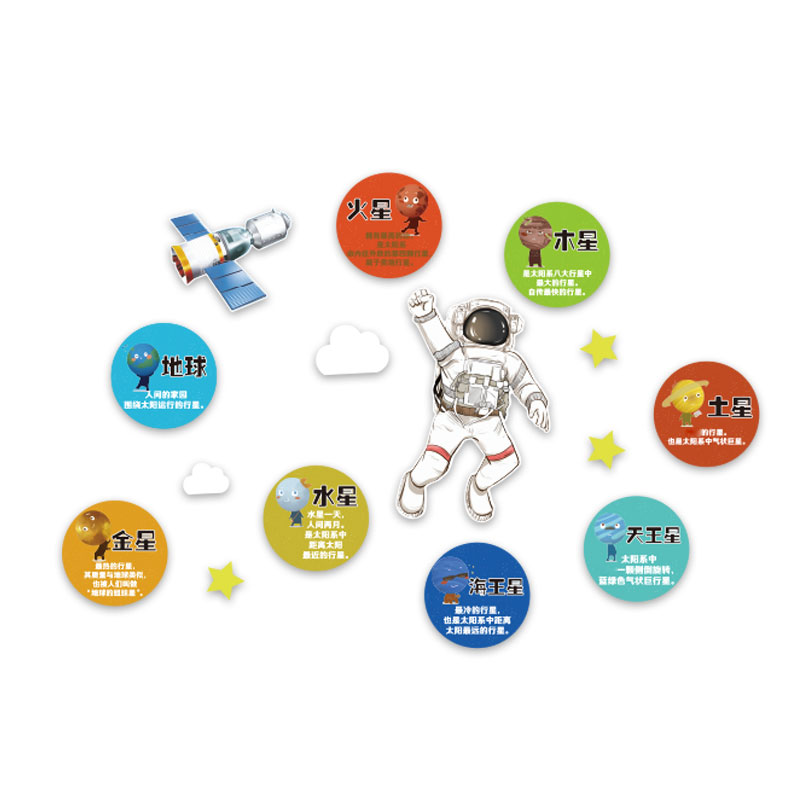 宇航员太空主题男孩儿童房间布置墙面装饰材料床头贴纸幼儿园环创