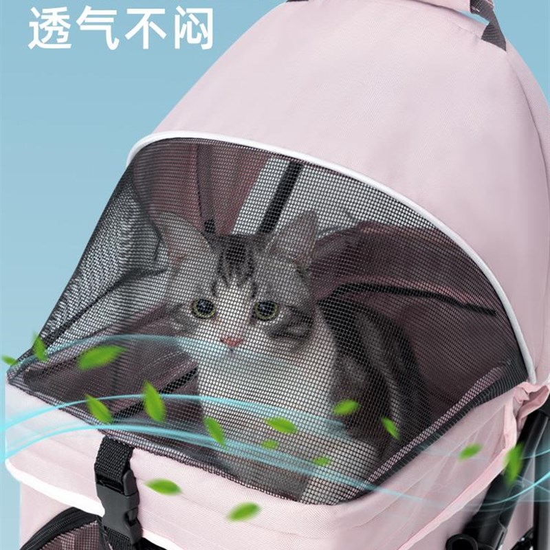猫咪外出小手推车轻便可折叠狗狗宠物婴儿小型犬分离通用出行便携