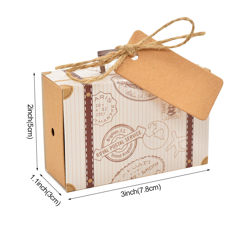 10/20pcs Travel Suitcase Candy Box Kraft Paper Gift Boxes We