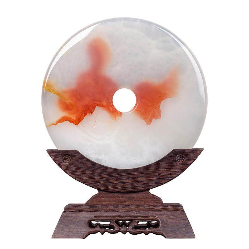 玉石摆件平安扣和氏璧圆盘客厅玄关电视柜装饰办公室新家乔迁礼品