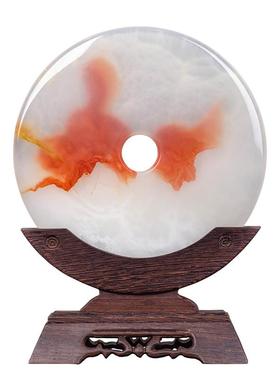 玉石摆件平安扣和氏璧圆盘客厅玄关电视柜装饰办公室新家乔迁礼品