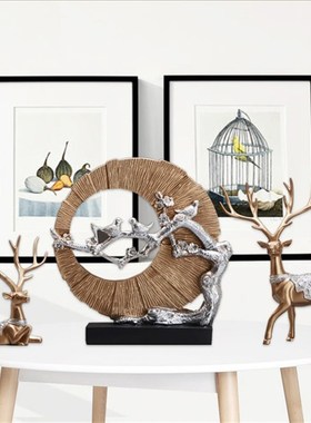 招财鹿摆件客厅酒柜玄关家居装饰创意欧式电视柜酒架新房乔迁礼物