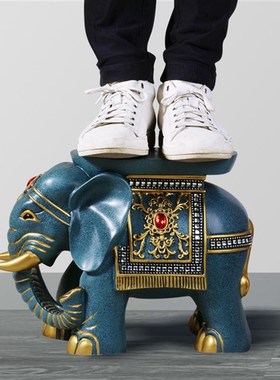 结婚礼物乔迁新居礼品客厅招财大象凳子换鞋凳欧式家居饰品摆件